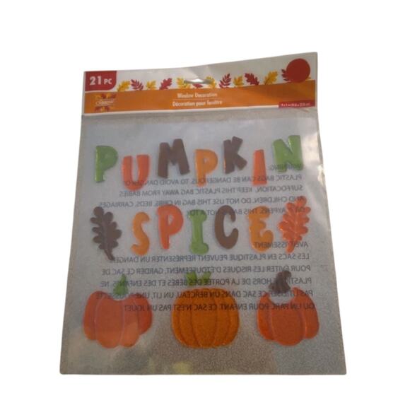 NEW Thanksgiving Fall Window Gel Cling Stickers Pumpkin Spice 21 pieces Decor! - Picture 1 of 1